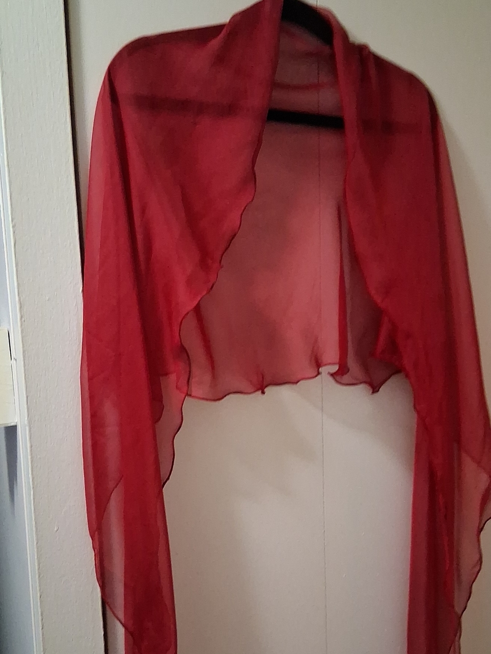 Red Sheer Chiffon Shawl - Lightweight Women’s Wrap